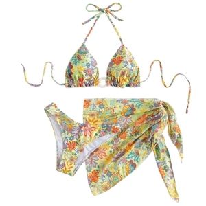 Women's Halter Triangle Bikini Set and Beach Skirt. Size M.